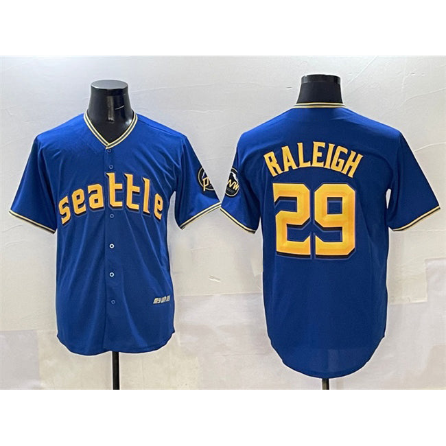 menshop  Seattle Mariners #29 Cal Raleigh Royal  City Connect Cool Base Stitched Jersey
