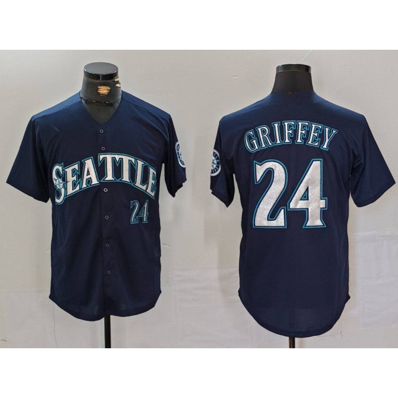 menshop  Seattle Mariners #24 Ken Griffey Jr Navy  Cool Base Stitched Jersey