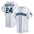 menshop  Seattle Mariners #24 Ken Griffey Jr. White  Home Replica Jersey