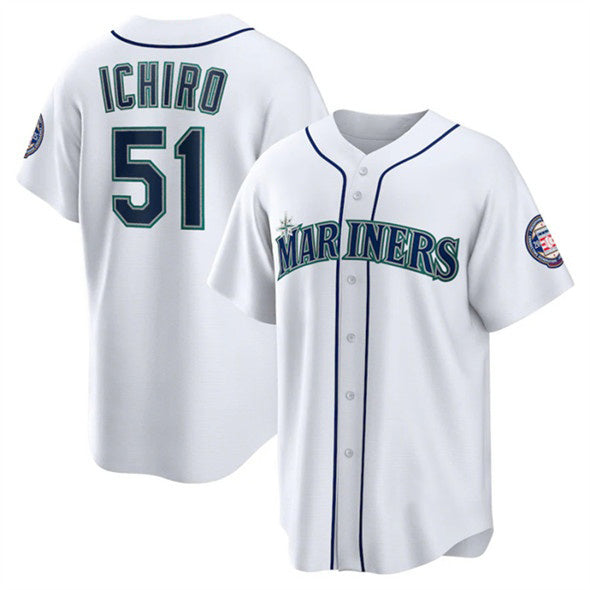 menshop  Seattle Mariners #51 Ichiro Suzuki White  Cool Base Stitched Jersey