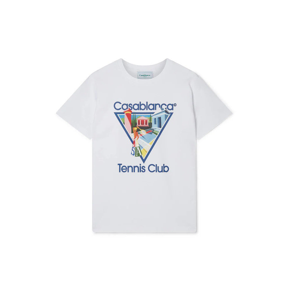 Casablanca washed distressed short-sleeved American high street T-shirts